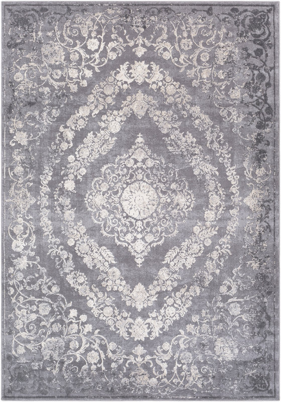 Charlton Home Thissell Vintage Persian Medallion Gray Area Rug